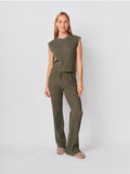 Sundry Cropped Muscle Tank in Signature Green
