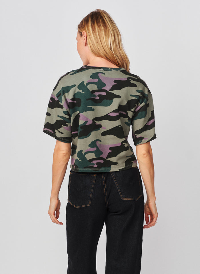 Sundry Cropped Sweatshirt Tee in Signature Green