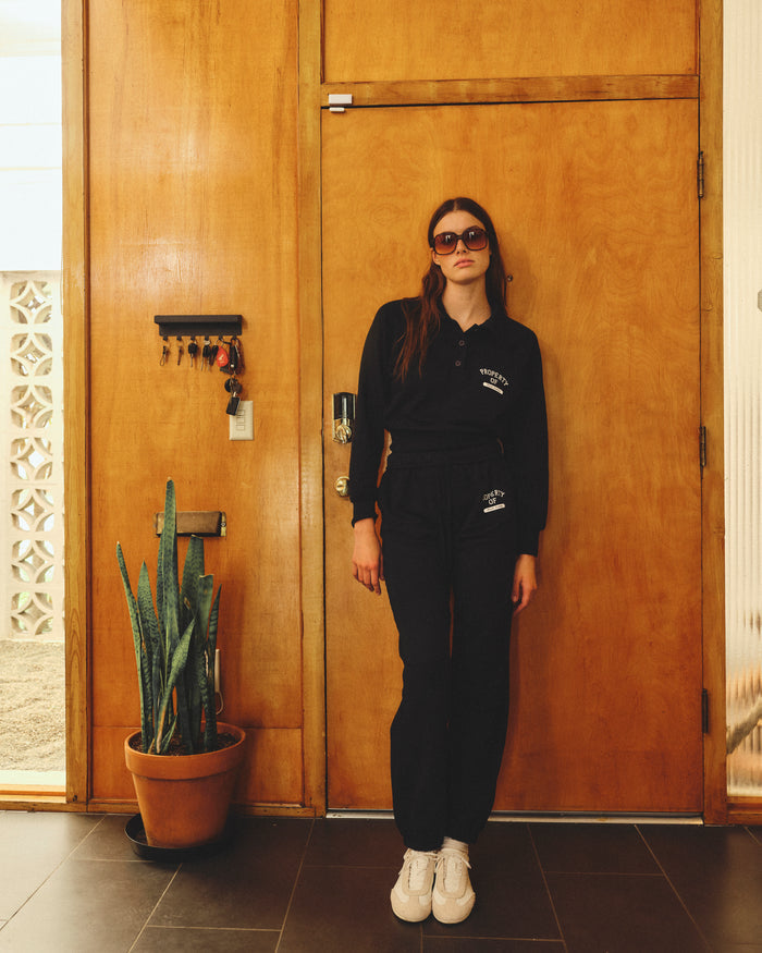 Sundry French Academy Raglan 1/2 Button Sweatshirt in Deep Navy