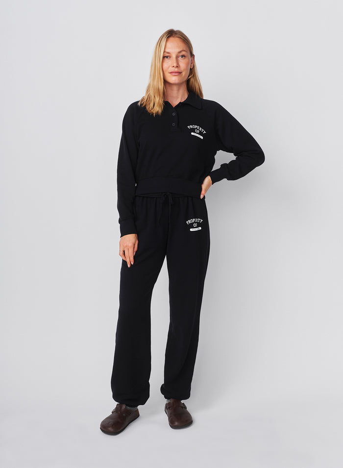 Sundry French Academy Raglan 1/2 Button Sweatshirt in Deep Navy