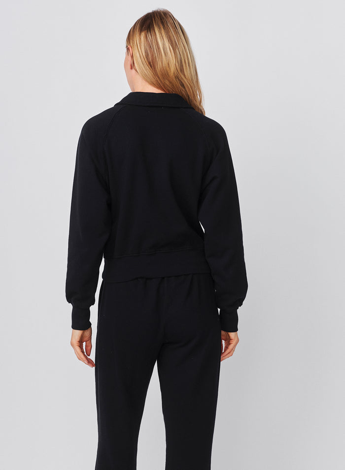 Sundry French Academy Raglan 1/2 Button Sweatshirt in Deep Navy