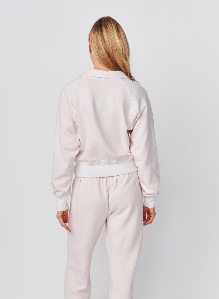Sundry French Academy Raglan 1/2 Button Sweatshirt in Oyster