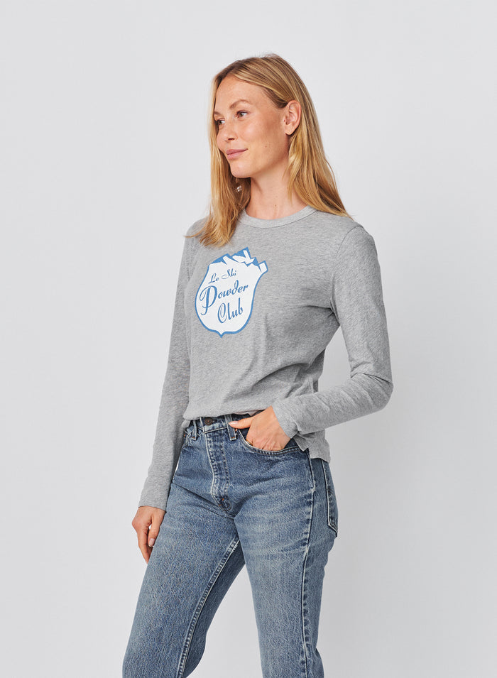 Sundry Le Ski Powder Slub Long Sleeve Crew in Heather Grey