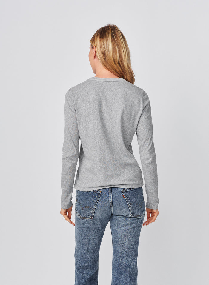 Sundry Le Ski Powder Slub Long Sleeve Crew in Heather Grey