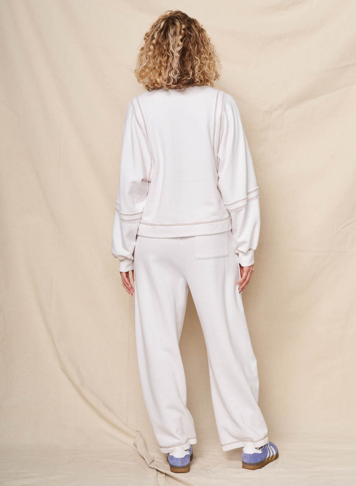 Sundry Leisure Club Raw Seamed Sweatshirt in Oyster