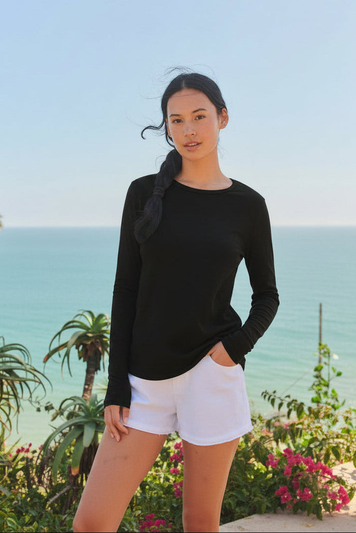 Sundry Long Sleeve Crew in Black