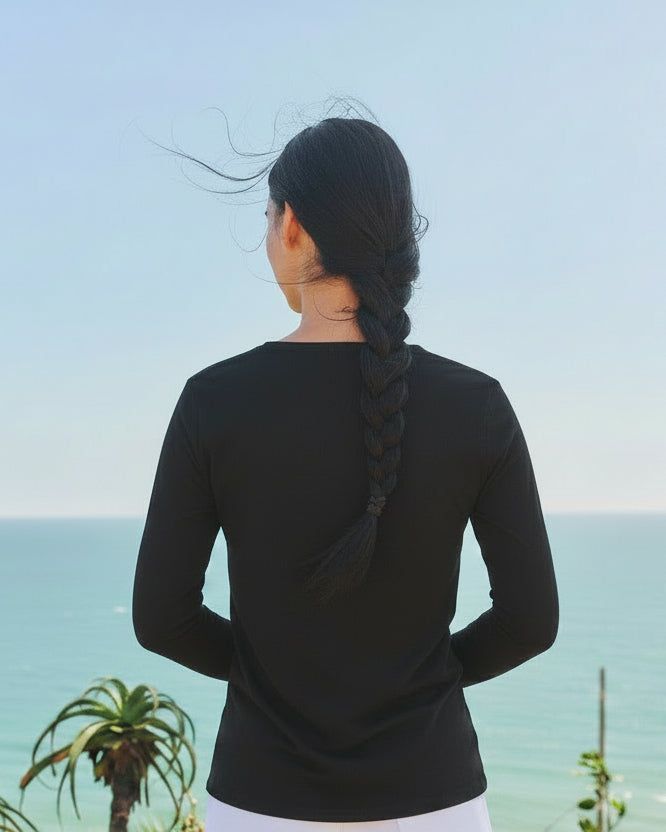 Sundry Long Sleeve Crew in Black