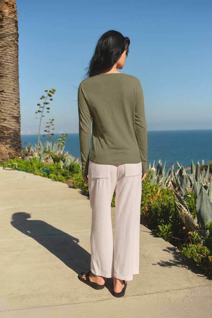 Sundry Long Sleeve Crew in Loden