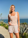 Sundry Low Scoop Jersey Tank in Faded Pink