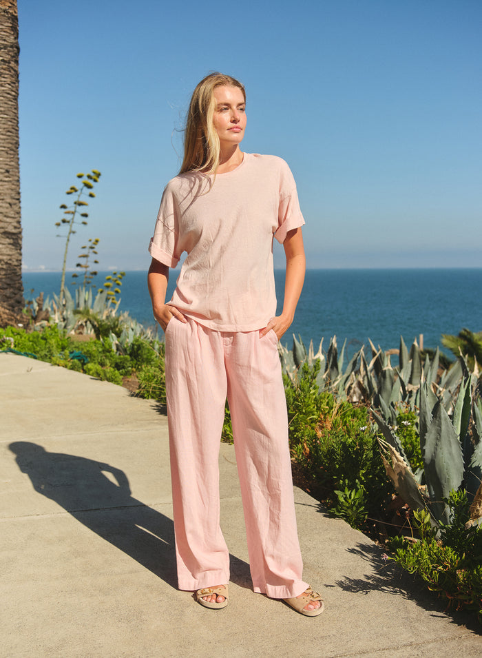 Sundry Modern Rolled Sleeve Tee in Faded Pink