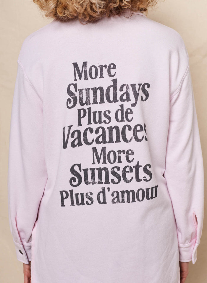 Sundry More Sundays Shacket in Ballerina Pink