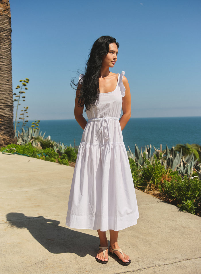 Sundry Pleated Dress in Optic White
