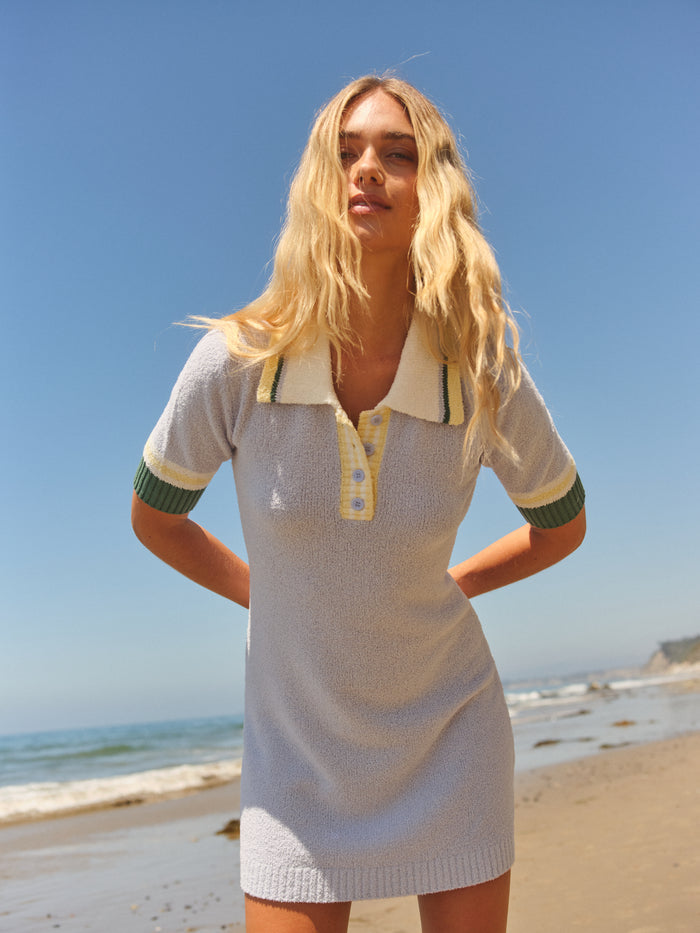Sundry Polo Sweater Dress in Sea Breeze