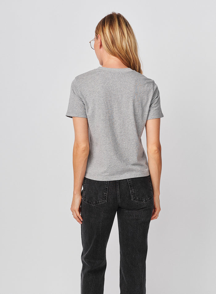 Sundry Prep League Short Sleeve Boxy Crew Tee in Heather Grey