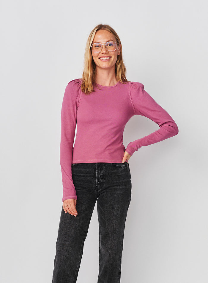 Sundry Puff Sleeve Top in Mauve