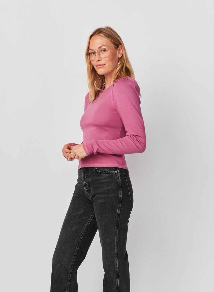 Sundry Puff Sleeve Top in Mauve