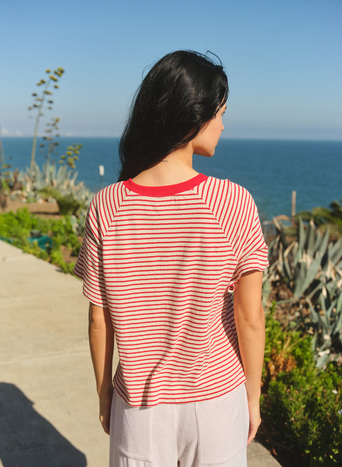 Sundry Raglan Stripe T-Shirt in Oyster