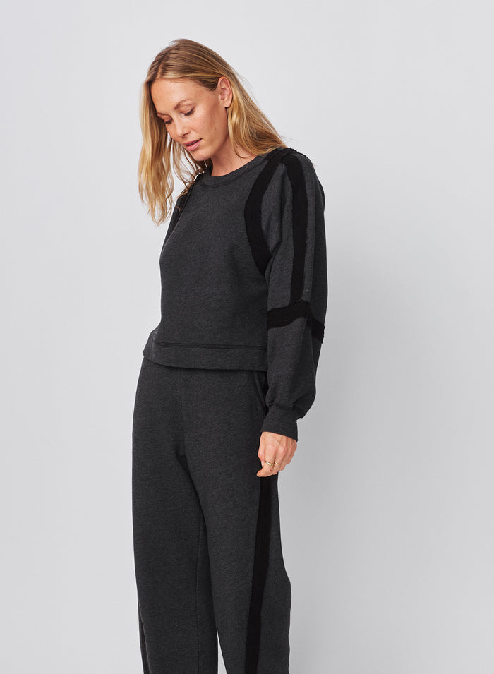 Sundry Raw Seamed Sweatshirt in Washed Black