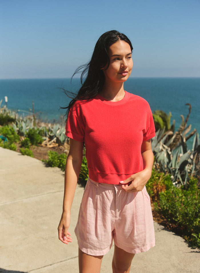 Sundry Ringer T-Shirt Top in Vermillion