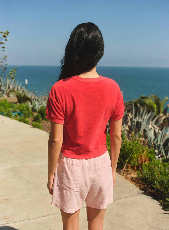 Sundry Ringer T-Shirt Top in Vermillion