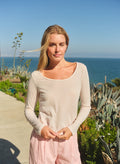 Sundry Scoop Knit Top in Oyster