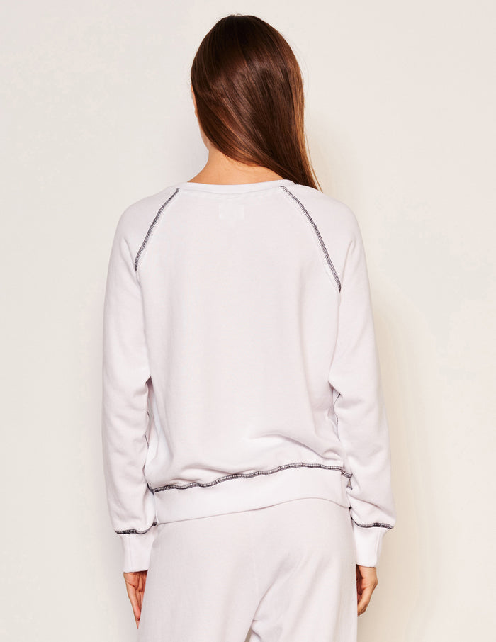 Sundry Ski Day Raglan Sweatshirt in Optic White-back view
