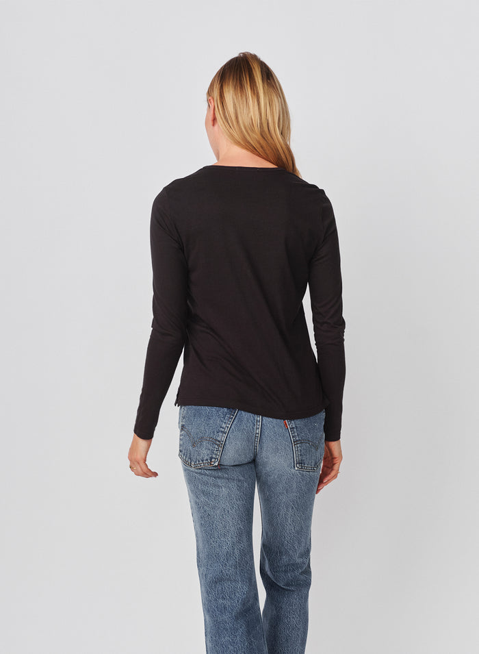Sundry Social Club Long Sleeve Crew in Washed Black