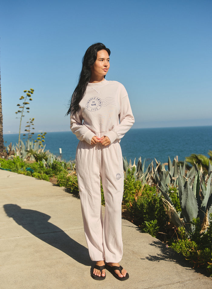 Sundry St Tropez Stamp Athletic Sweatshirt in Oyster