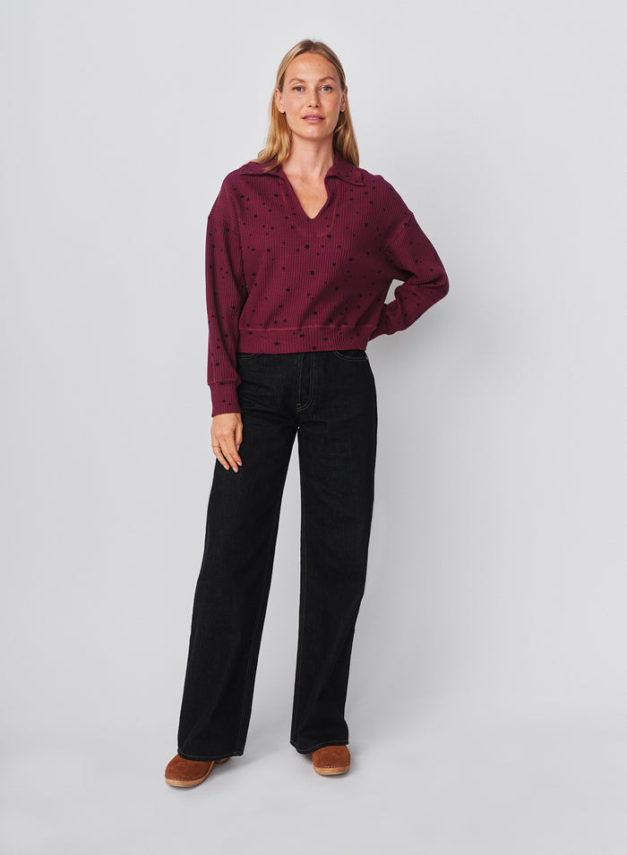 Sundry Stars Popover Polo in Mulled Wine