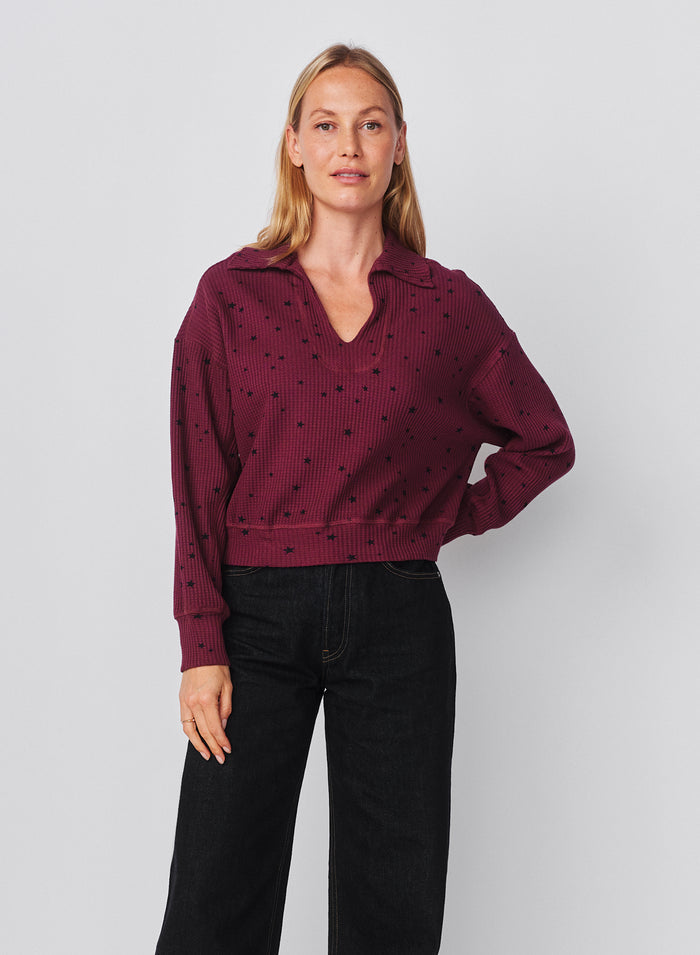 Sundry Stars Popover Polo in Mulled Wine