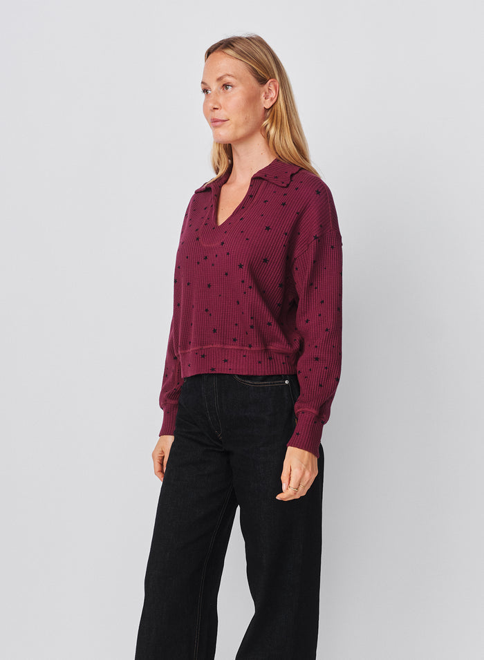 Sundry Stars Popover Polo in Mulled Wine