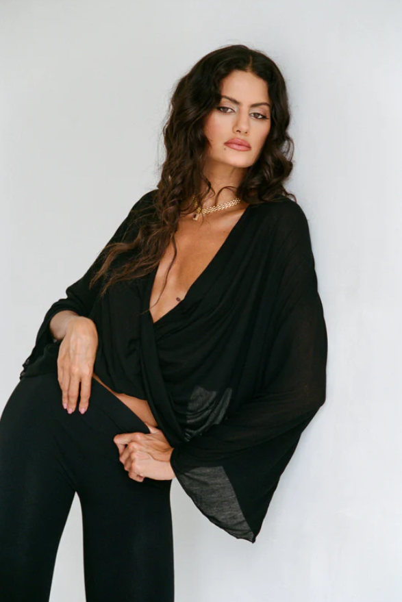 Tessa Long sleeve Halter Top - Black