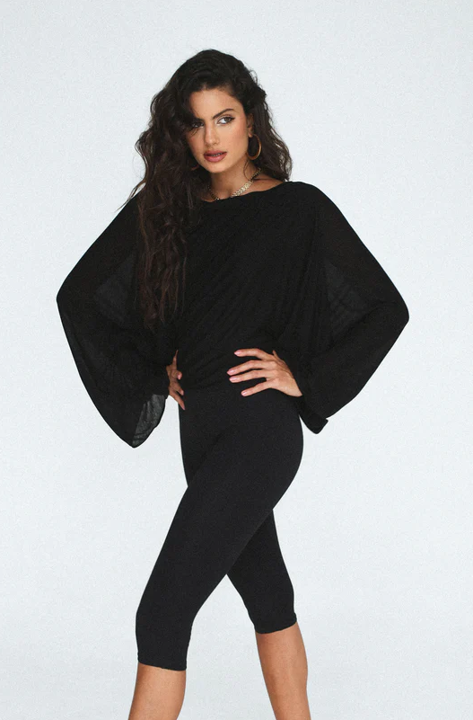 Tessa Long sleeve Halter Top - Black