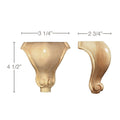 Traditional Corner Foot (Sold 1 per package), 3 1/4"w x 4 1/2"h x 2 3/4"d Carved Feet White River Hardwoods
