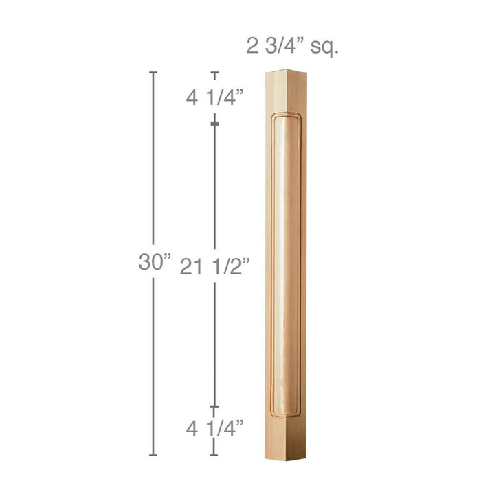 Traditional Corner Post, 2 3/4"sq. x 30"h Carved Corner Posts White River Hardwoods