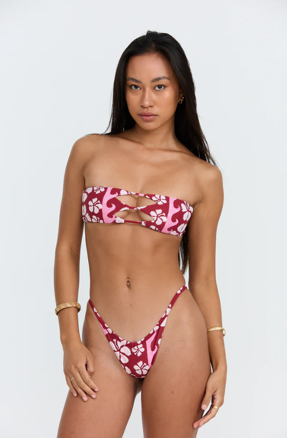 Red floral cutout bikini set by Bananhot in Hibiscus Berry - Sunset Park Resort