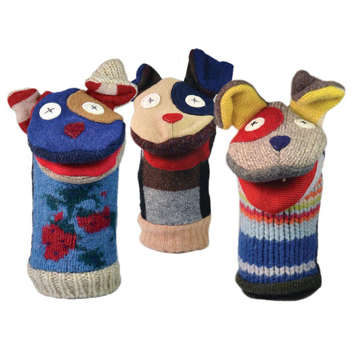 Upcycled Wool Sweater Dog Puppet