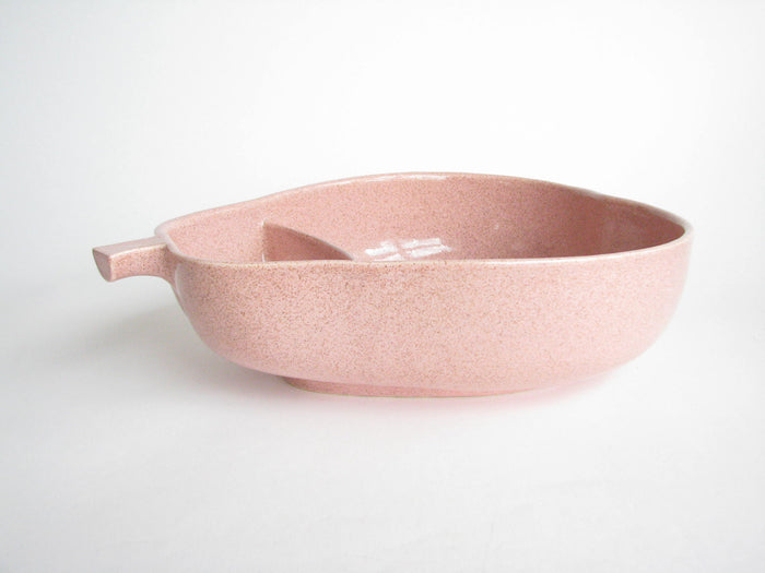 edgebrookhouse - Vintage 1950s Pfaltzgraff Speckled Pink Pear Shaped Divided Serving Bowl