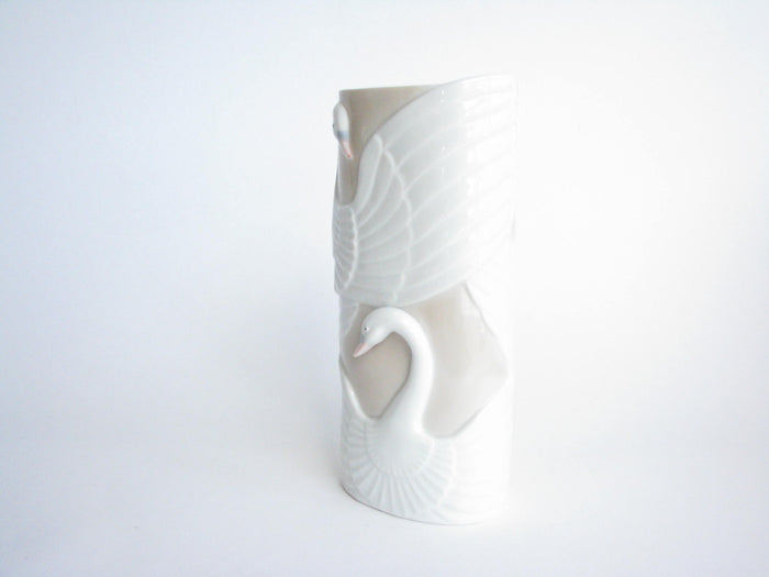 edgebrookhouse - Vintage 1980s Tall Ceramic Vase with Swan Design