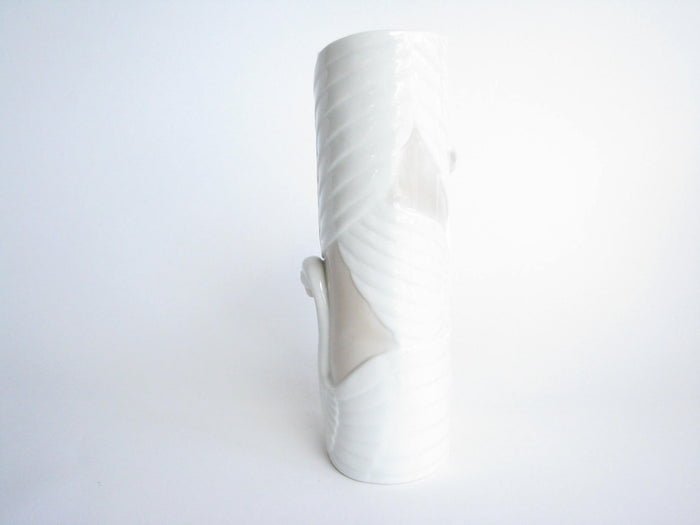 edgebrookhouse - Vintage 1980s Tall Ceramic Vase with Swan Design