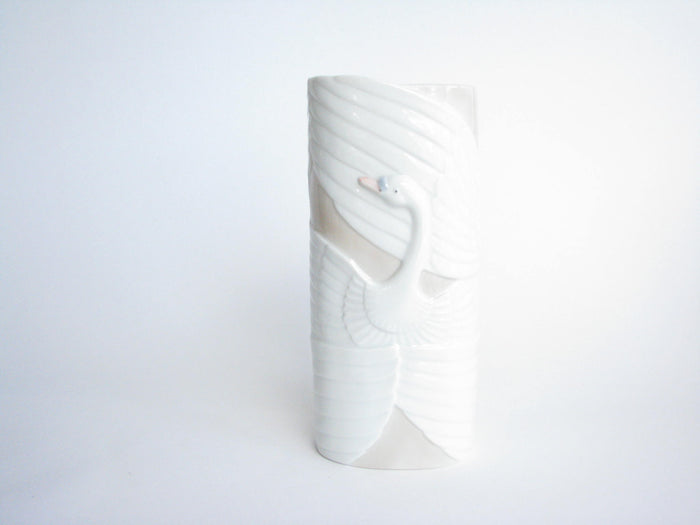 edgebrookhouse - Vintage 1980s Tall Ceramic Vase with Swan Design