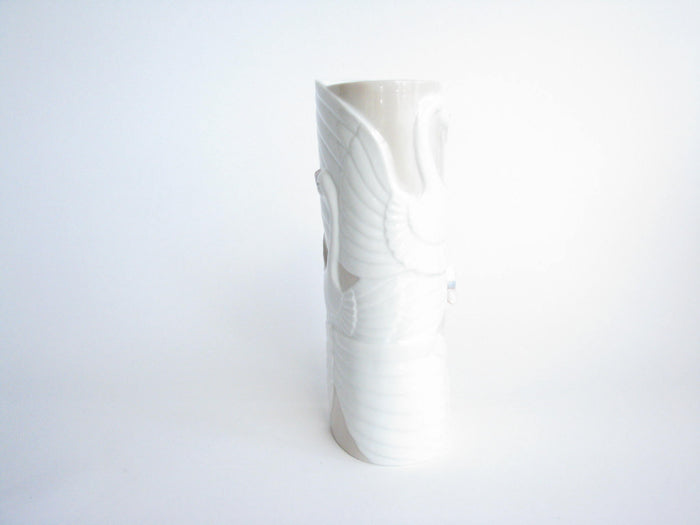edgebrookhouse - Vintage 1980s Tall Ceramic Vase with Swan Design