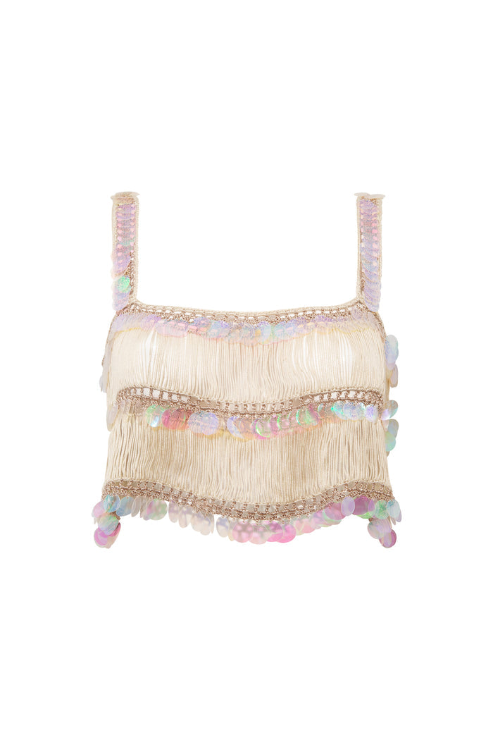 Viola Hand-Crocheted Top - Stone