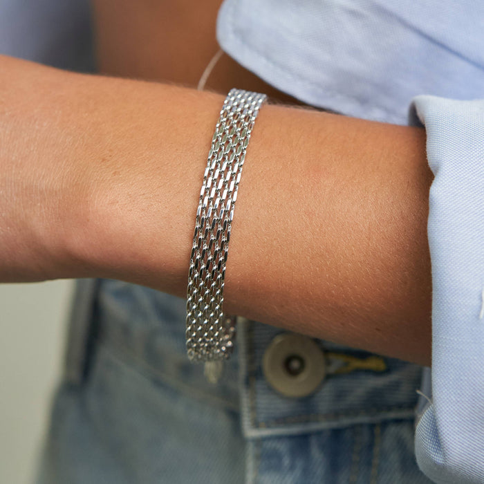 Waterproof Silver Braided Band Bracelet