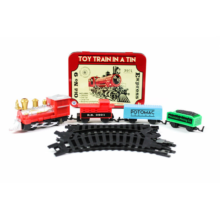 Westminster 102428 Train In A Tin, Novelty Miniature Train Set, Red