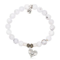 White Chalcedony Gemstone Bracelet with Angel Love Sterling Silver Charm