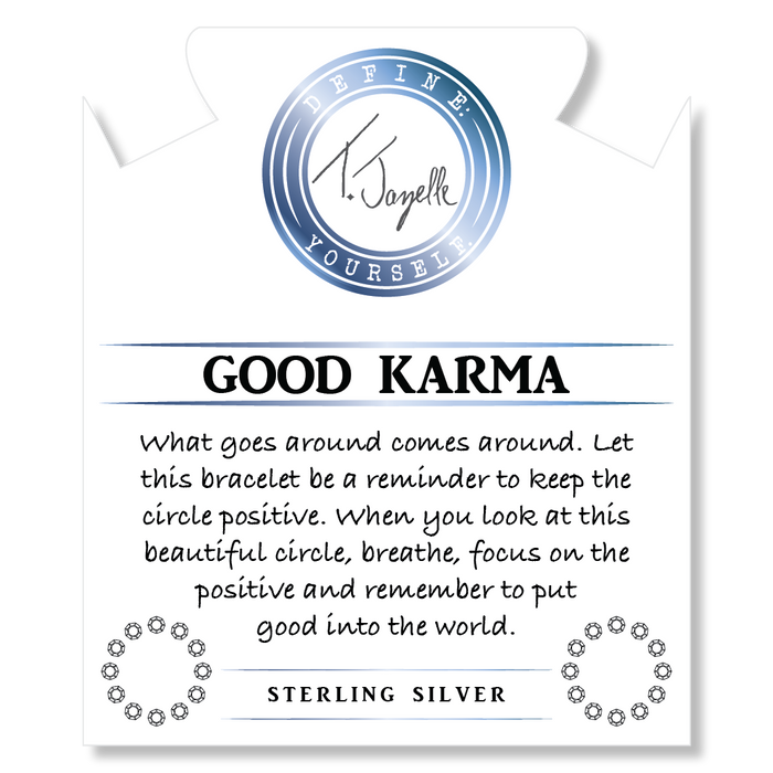 White Chalcedony Gemstone Bracelet with Good Karma Sterling Silver Charm