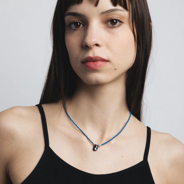 Wolf Circus Blue Beaded Necklace With Pearl Charms