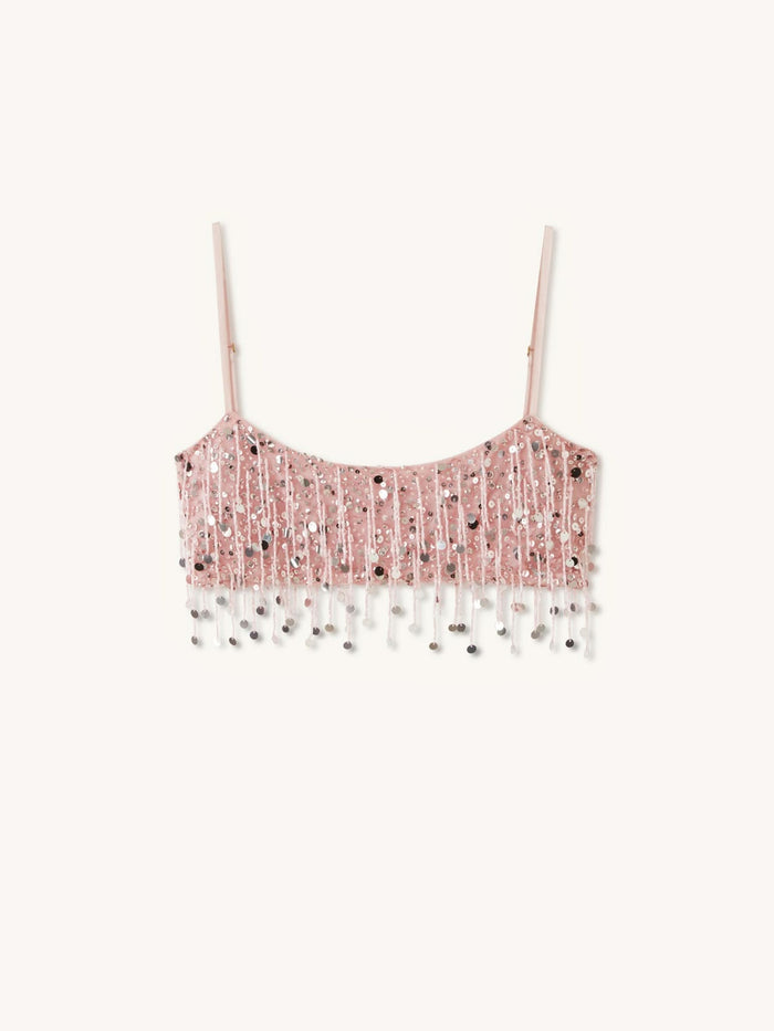 YASMIN HAND BEADED BRALETTE- BLUSH PINK