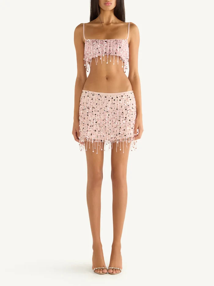 YASMIN HAND BEADED BRALETTE- BLUSH PINK